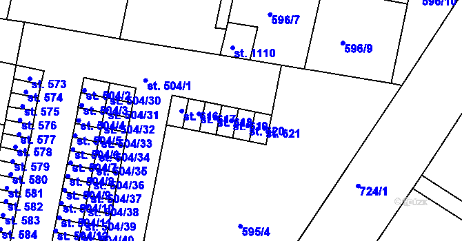 Parcela st. 619 v KÚ Nové Strakonice, Katastrální mapa