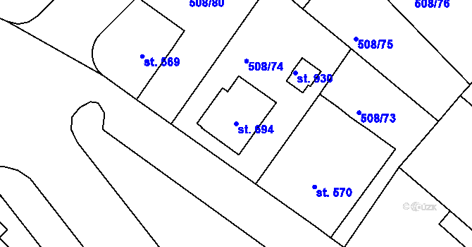 Parcela st. 694 v KÚ Nové Strakonice, Katastrální mapa