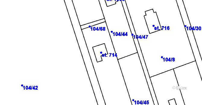 Parcela st. 714 v KÚ Nové Strakonice, Katastrální mapa