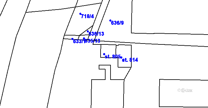 Parcela st. 805 v KÚ Nové Strakonice, Katastrální mapa