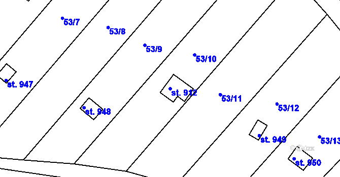 Parcela st. 912 v KÚ Nové Strakonice, Katastrální mapa