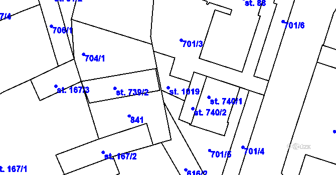 Parcela st. 1019 v KÚ Nové Strakonice, Katastrální mapa