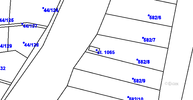 Parcela st. 1065 v KÚ Nové Strakonice, Katastrální mapa