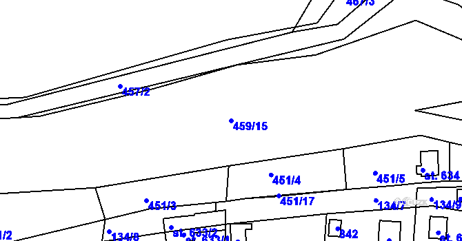 Parcela st. 459/15 v KÚ Nové Strakonice, Katastrální mapa