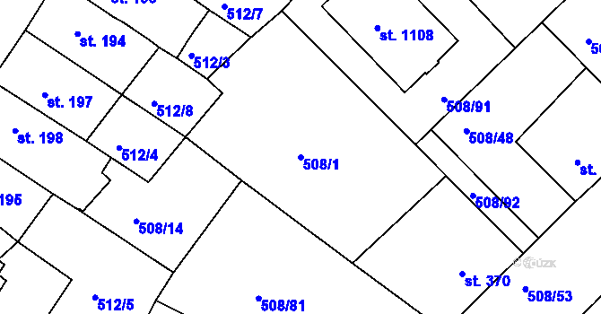 Parcela st. 508/1 v KÚ Nové Strakonice, Katastrální mapa