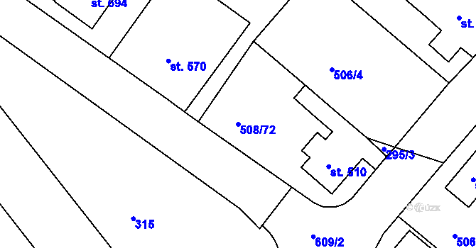 Parcela st. 508/72 v KÚ Nové Strakonice, Katastrální mapa