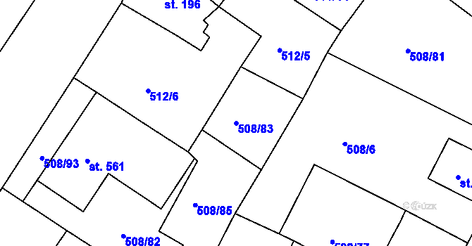 Parcela st. 508/83 v KÚ Nové Strakonice, Katastrální mapa