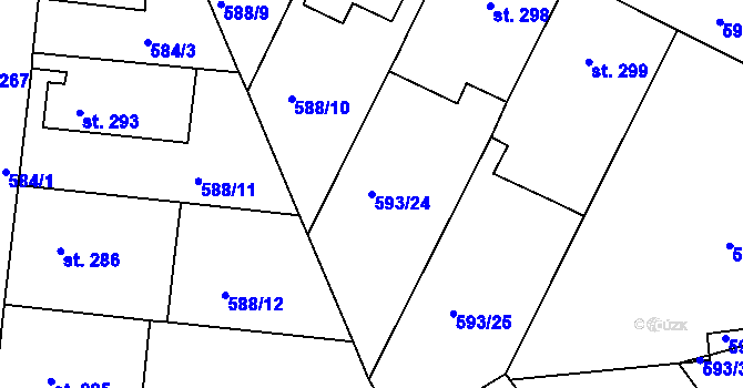 Parcela st. 593/24 v KÚ Nové Strakonice, Katastrální mapa