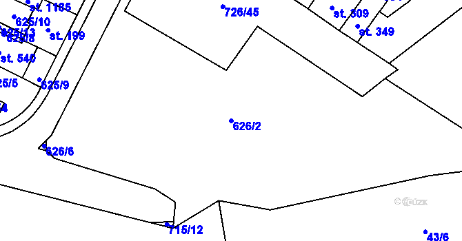 Parcela st. 626/2 v KÚ Nové Strakonice, Katastrální mapa