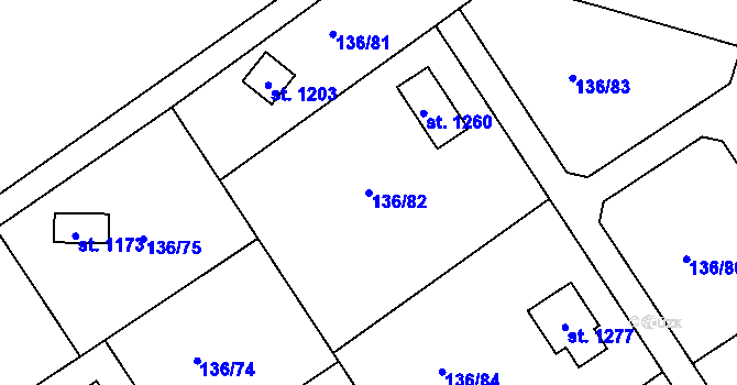 Parcela st. 136/82 v KÚ Nové Strakonice, Katastrální mapa