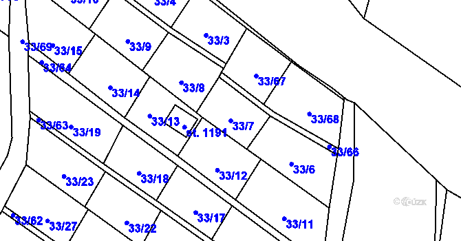 Parcela st. 33/7 v KÚ Nové Strakonice, Katastrální mapa