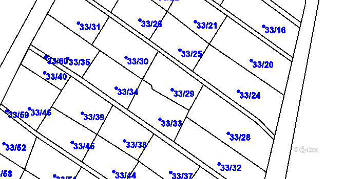 Parcela st. 33/29 v KÚ Nové Strakonice, Katastrální mapa