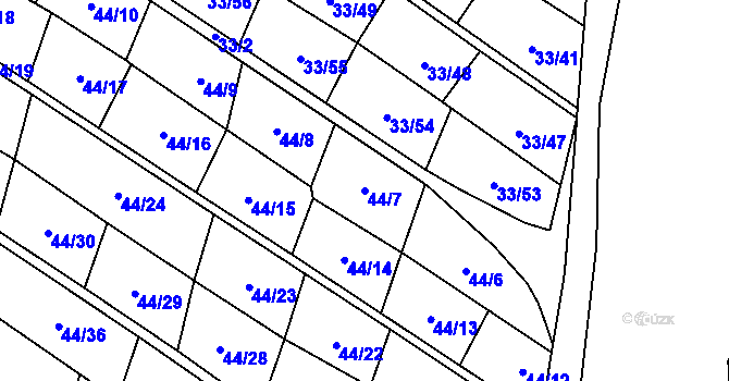Parcela st. 44/7 v KÚ Nové Strakonice, Katastrální mapa