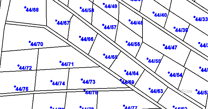 Parcela st. 44/65 v KÚ Nové Strakonice, Katastrální mapa