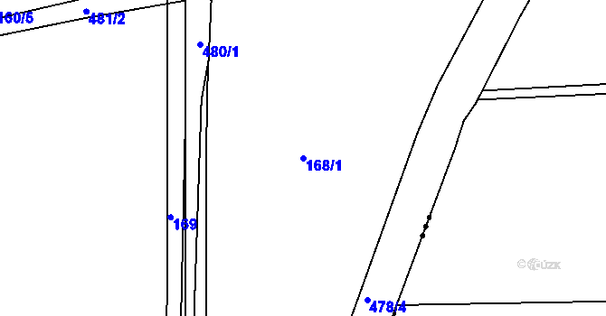 Parcela st. 168/1 v KÚ Nové Strakonice, Katastrální mapa