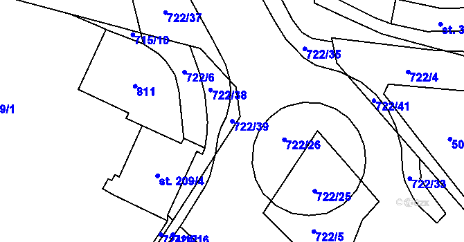 Parcela st. 722/39 v KÚ Nové Strakonice, Katastrální mapa