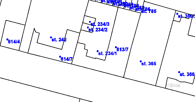 Parcela st. 234/1 v KÚ Nové Strakonice, Katastrální mapa