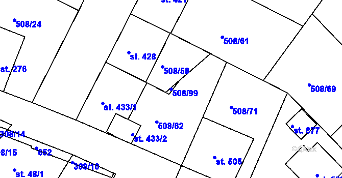 Parcela st. 508/99 v KÚ Nové Strakonice, Katastrální mapa