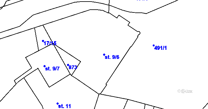 Parcela st. 9/6 v KÚ Nové Strakonice, Katastrální mapa