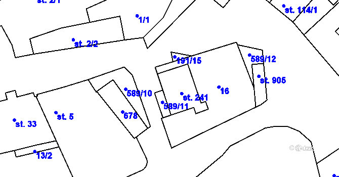 Parcela st. 3 v KÚ Přední Ptákovice, Katastrální mapa