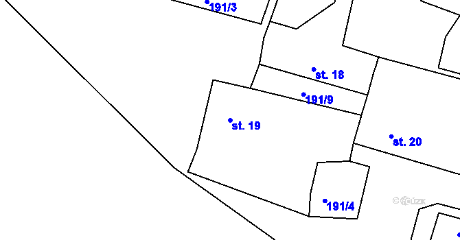 Parcela st. 19 v KÚ Přední Ptákovice, Katastrální mapa