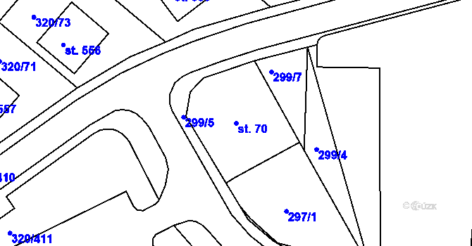 Parcela st. 70 v KÚ Přední Ptákovice, Katastrální mapa