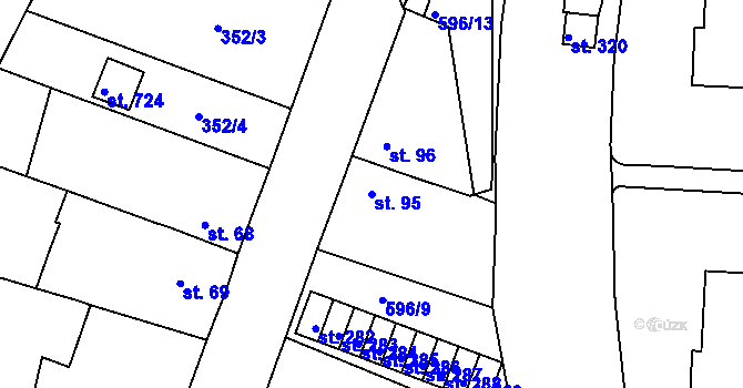 Parcela st. 95 v KÚ Přední Ptákovice, Katastrální mapa