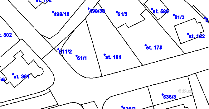 Parcela st. 161 v KÚ Přední Ptákovice, Katastrální mapa