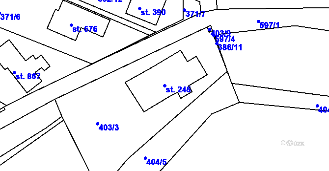 Parcela st. 245 v KÚ Přední Ptákovice, Katastrální mapa