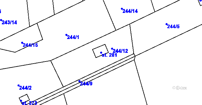 Parcela st. 281 v KÚ Přední Ptákovice, Katastrální mapa