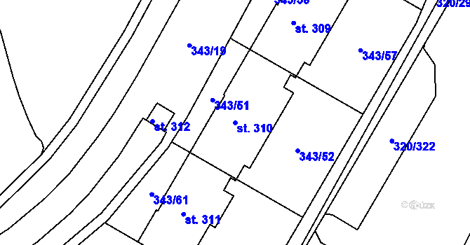 Parcela st. 310 v KÚ Přední Ptákovice, Katastrální mapa