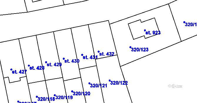 Parcela st. 432 v KÚ Přední Ptákovice, Katastrální mapa