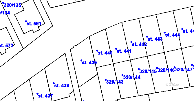 Parcela st. 440 v KÚ Přední Ptákovice, Katastrální mapa