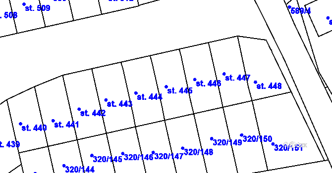 Parcela st. 445 v KÚ Přední Ptákovice, Katastrální mapa
