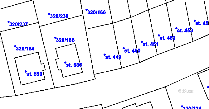 Parcela st. 449 v KÚ Přední Ptákovice, Katastrální mapa