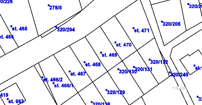 Parcela st. 469 v KÚ Přední Ptákovice, Katastrální mapa