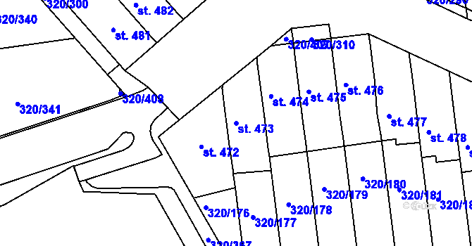 Parcela st. 473 v KÚ Přední Ptákovice, Katastrální mapa