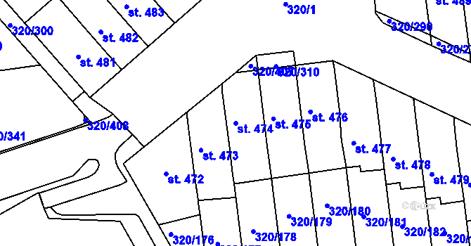 Parcela st. 474 v KÚ Přední Ptákovice, Katastrální mapa
