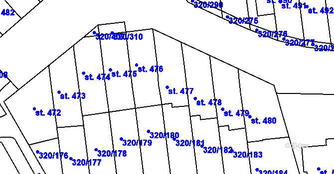 Parcela st. 477 v KÚ Přední Ptákovice, Katastrální mapa
