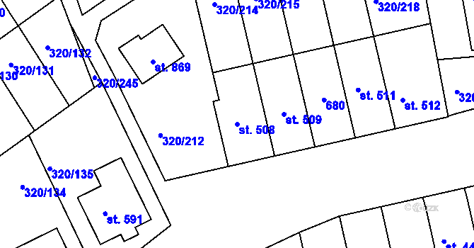 Parcela st. 508 v KÚ Přední Ptákovice, Katastrální mapa