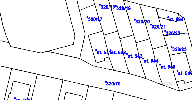 Parcela st. 541 v KÚ Přední Ptákovice, Katastrální mapa