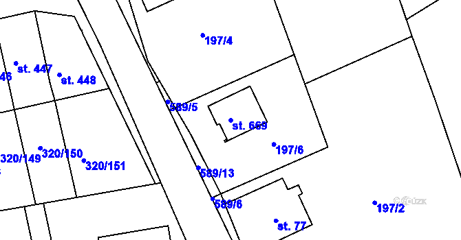 Parcela st. 669 v KÚ Přední Ptákovice, Katastrální mapa