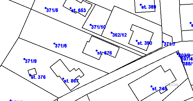 Parcela st. 676 v KÚ Přední Ptákovice, Katastrální mapa