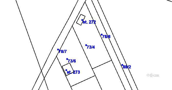 Parcela st. 73/4 v KÚ Přední Ptákovice, Katastrální mapa
