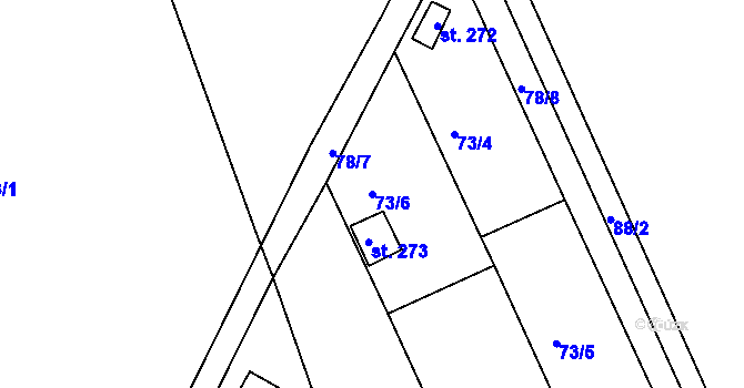 Parcela st. 73/6 v KÚ Přední Ptákovice, Katastrální mapa