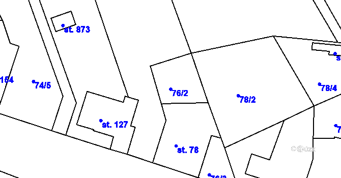Parcela st. 76/2 v KÚ Přední Ptákovice, Katastrální mapa