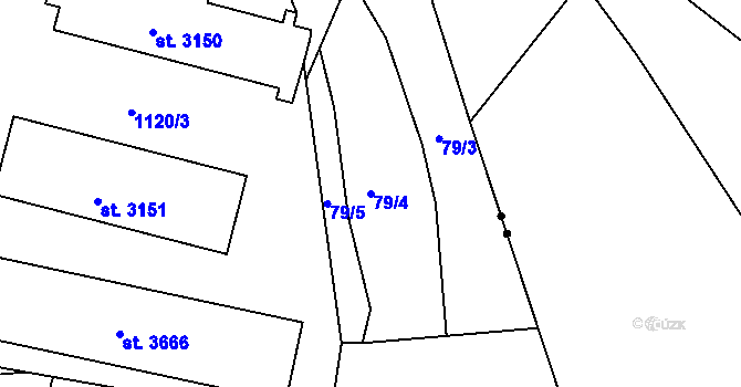 Parcela st. 79/4 v KÚ Přední Ptákovice, Katastrální mapa