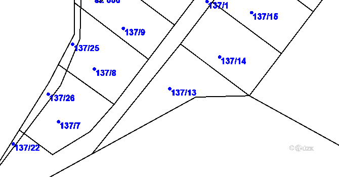 Parcela st. 137/13 v KÚ Přední Ptákovice, Katastrální mapa