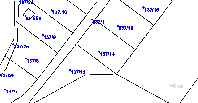 Parcela st. 137/14 v KÚ Přední Ptákovice, Katastrální mapa