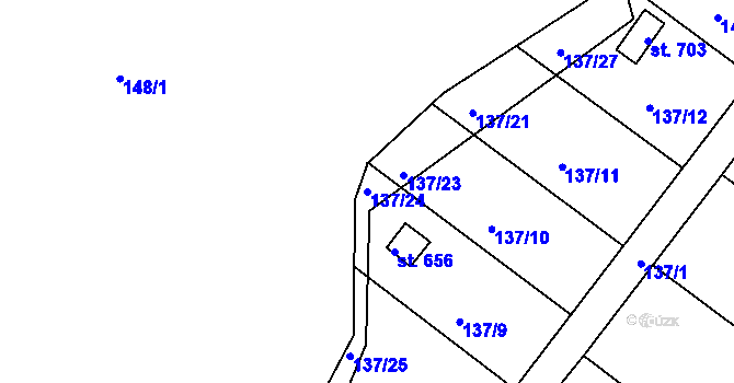 Parcela st. 137/24 v KÚ Přední Ptákovice, Katastrální mapa
